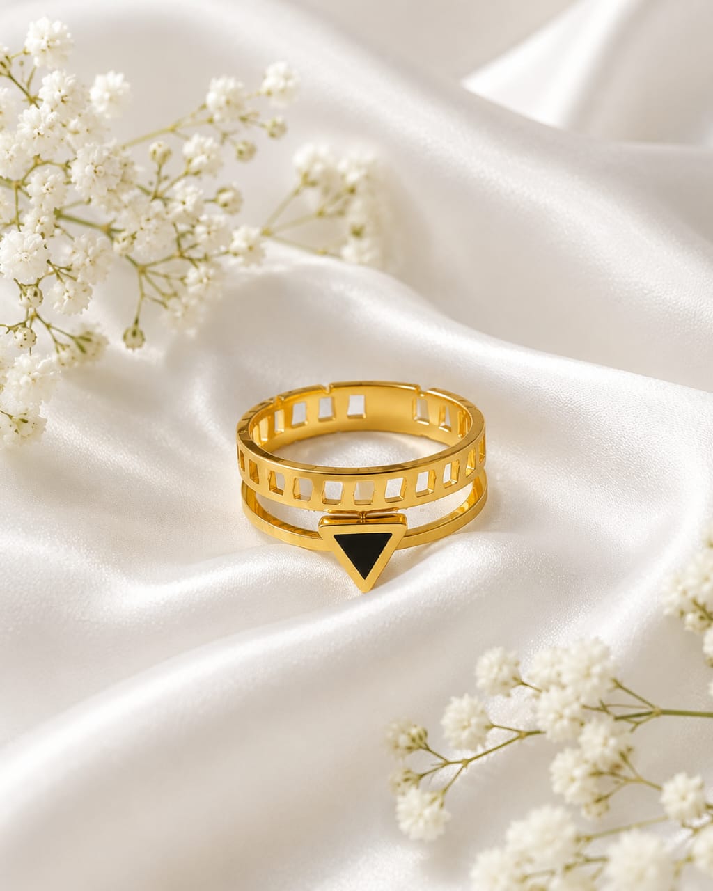 Black Triangle Statement Ring _ Stainless Steel Ring